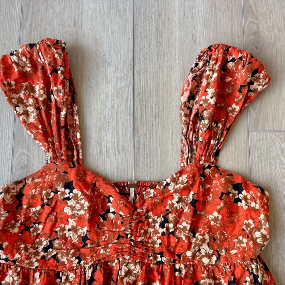 Free People floral Pattern Play Mini Dress M EUC Boho Flowy flirty - Picture 12 of 15